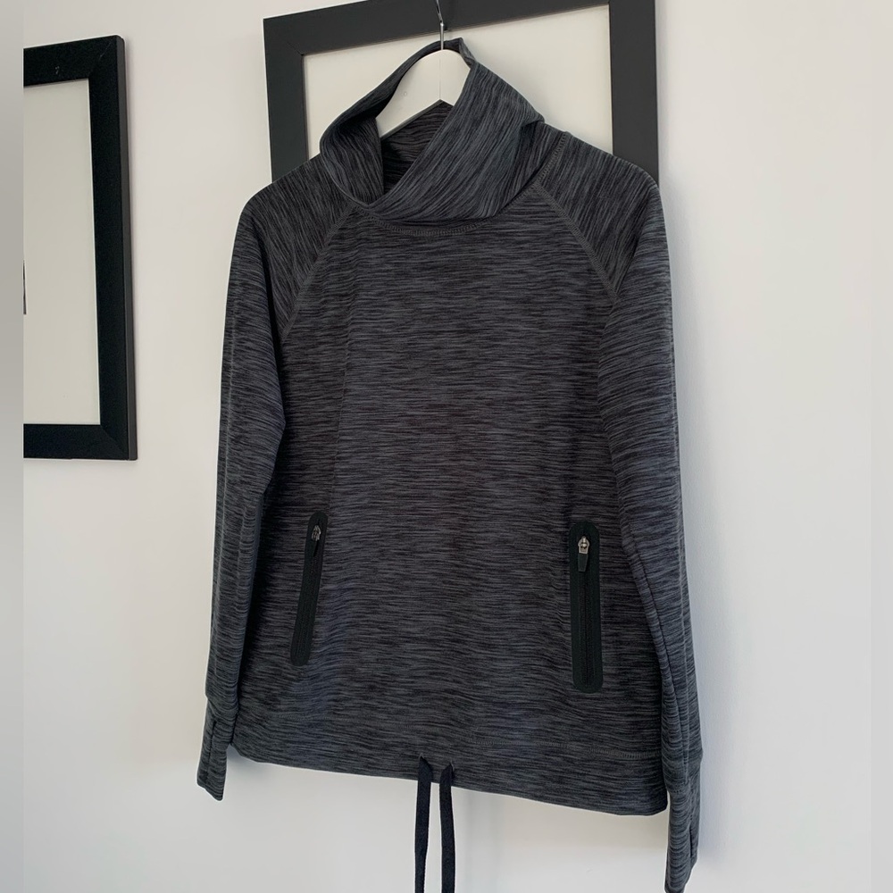 Stylish Athleisure Mockneck Sweatshirt Charcoal Gray Small- Medium